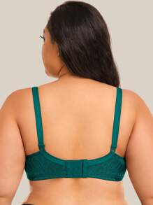 Wingslove Plus Jacquard Wireless Minimizer Bralet - Dark Green - View 2