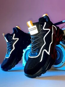 Men Reflective Lace Up Front Chunky Sneakers