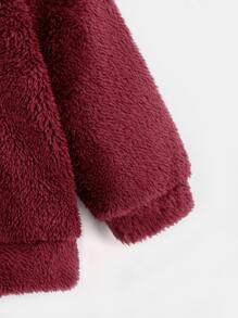 SHEIN 小男童字母刺繡珊瑚絨連帽衫