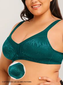 Wingslove Plus Jacquard Wireless Minimizer Bralet - Dark Green - View 4