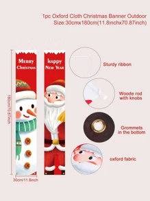 1set Christmas Santa Claus & Snowman Pattern Decorative Banner - Multicolor - View 3