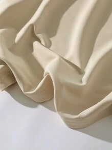 Aesthetic Post--Men Plus Size Slogan Print Polo Shirt Letter Color Block Cream Color Casual Polo Shirt - Apricot - View 3