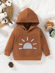 Baby Girl Sun Embroidery Sweatshirt - Brown - View 1