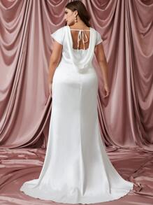 SHEIN Belle Plus Contrast Mesh Mermaid Hem Wedding Dress