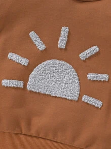 Baby Girl Sun Embroidery Sweatshirt - Brown - View 3
