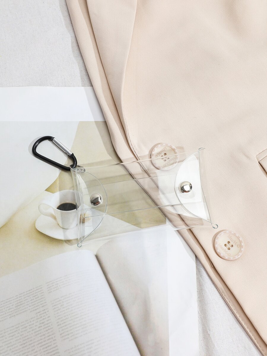 透明按扣翻盖超薄轻便现金身份证信用卡便携式口袋小口袋钱包短钱包简约休闲现代商务旅行生日礼物情人节礼物理想礼品袋礼物教师礼物学校用品学校用品教师礼物返校女士钱包迷你钱包钱包零钱包 - 無色 - 查看 1