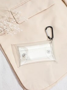 透明按扣翻盖超薄轻便现金身份证信用卡便携式口袋小口袋钱包短钱包简约休闲现代商务旅行生日礼物情人节礼物理想礼品袋礼物教师礼物学校用品学校用品教师礼物返校女士钱包迷你钱包钱包零钱包 - 無色 - 查看 2