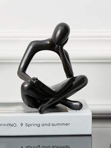 Abstract Figure Design Decoration Craft, Black Polyresin Ornament For Home Decor - Black - View 5