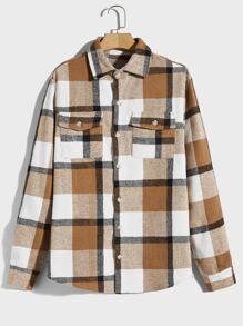 Manfinity Men Plaid Print Flap Pocket Coat - Multicolor - View 2