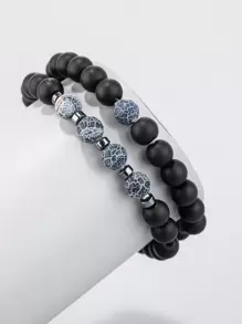 Vòng tay đính cườm 2 chiếc thời trang và phổ biến dành cho nam giới để làm quà tặng trang sức và cho vẻ ngoài sành điệu - Nhiều màu - Xem 1