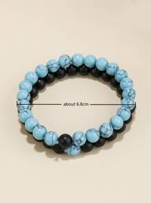 2pcs Men Simple Beaded Bracelet