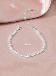 Rhinestone Decor 925 Sterling Silver Bracelet - Silver - View 3