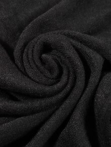One Black Ladies' Warm Shawl With Long fluffy Collar, Suitable For Parties, Gatherings, Daily Wear, Travel, And Festivals - Black - View 4