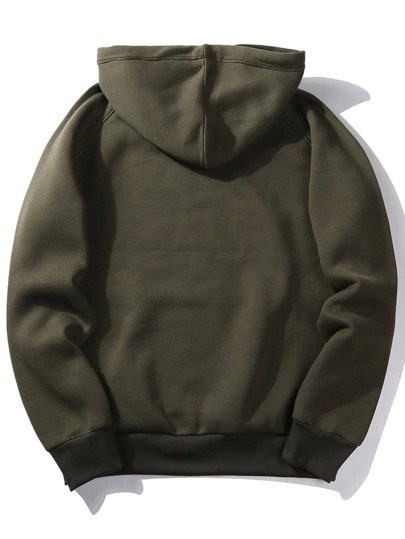 Prep Men Letter Kangaroo Pocket Drawstring Hoodie, School