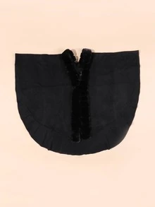 1pc Women's Winter Warm Multicolor Cape With Hooded Short Plush Lining, Suitable For Air-conditioned Room, Outdoor Activities, Travel, Parties And Festivals Dressing - Black - View 2