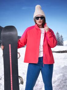 Áo thể thao Plus Size Dây kéo Khối Màu - Màu Hồng  Dưa hấu - Xem 3