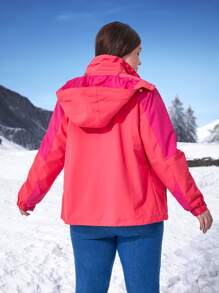 Áo thể thao Plus Size Dây kéo Khối Màu - Màu Hồng  Dưa hấu - Xem 2