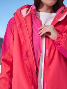 Áo thể thao Plus Size Dây kéo Khối Màu - Màu Hồng  Dưa hấu - Xem 4