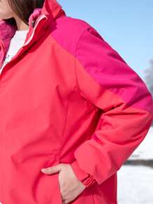 Áo thể thao Plus Size Dây kéo Khối Màu - Màu Hồng  Dưa hấu - Xem 5