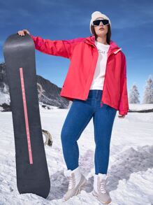 Áo thể thao Plus Size Dây kéo Khối Màu - Màu Hồng  Dưa hấu - Xem 7