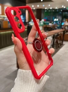 Anti-fall Phone Case With Rhinestone Ring Holder - Red - View 1