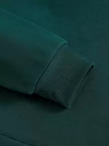 INAWLY Cartoon Print Thermal Lined Hooded Sweatshirt Pullover Fall Sweatshirt - Dark Green - View 4