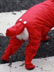 Hooded Pet Raincoat - Red - View 5