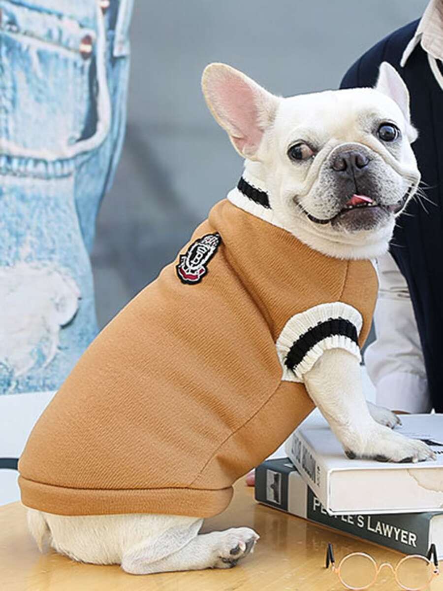 1pc Letter Graphic Pet Sweater - Khaki - View 1