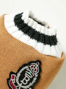 1pc Letter Graphic Pet Sweater - Khaki - View 4