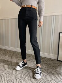 DAZY Skinny Jeans Without Belt - Black - View 7