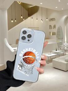 Basketball Pattern Clear Phone Case - Multicolor - View 1