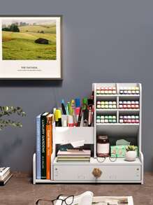 1pc Solid Storage Box - White - View 1