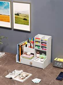 1pc Solid Storage Box - White - View 2