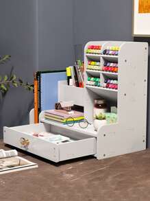 1pc Solid Storage Box - White - View 4