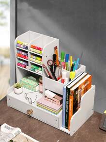 1pc Solid Storage Box - White - View 6