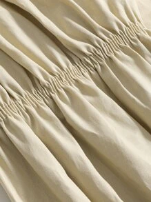 DAZY Notched Neckline Lantern Sleeve Blouse - Apricot - View 4