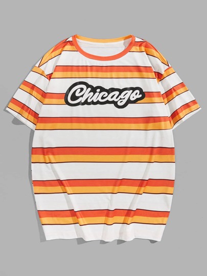 Prep Guys Striped & Letter Graphic Tee