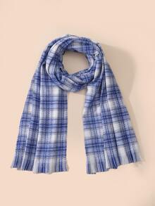 1pc Blue Thickened Tassel Woven Scarf - Multicolor - View 2