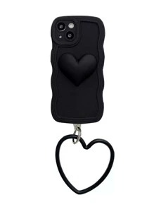 愛心裝飾手機殼附帶繩子