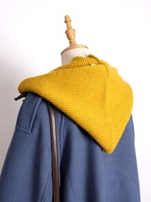 Solid Hooded Scarf - Yellow - View 2