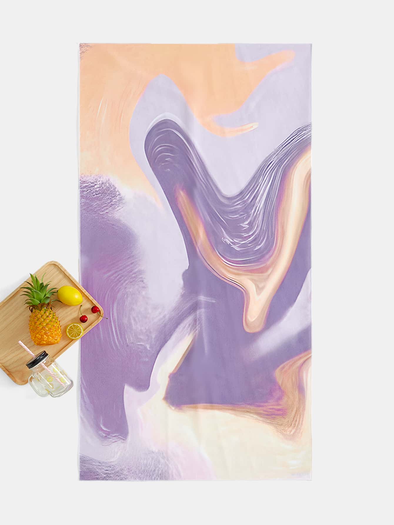 Marble Print Beach Blanket - Multicolor - View 1