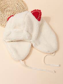 Toddler Girls Cartoon Ear Decor Fluffy Trapper Hat - Beige - View 4