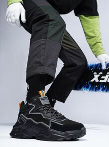 Men Letter Graphic Lace Up Front Sneakers - Black - View 4