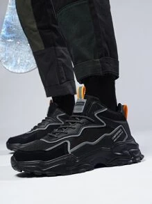 Men Letter Graphic Lace Up Front Sneakers - Black - View 6