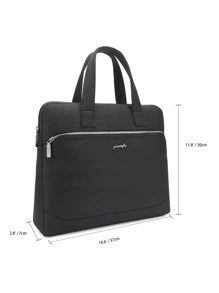15inch Waterproof Men Large Capacity Canvas Laptop Handbag Briefcase, Gift For Father - Black - View 3