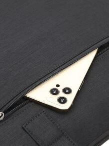 15inch Waterproof Men Large Capacity Canvas Laptop Handbag Briefcase, Gift For Father - Black - View 7