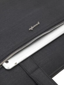 15inch Waterproof Men Large Capacity Canvas Laptop Handbag Briefcase, Gift For Father - Black - View 8