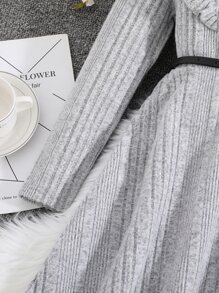 Chicas Vestido con cinturón ribete con fruncido bajo irregular - Gris Claro - Ver 4