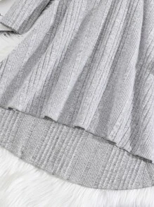 Chicas Vestido con cinturón ribete con fruncido bajo irregular - Gris Claro - Ver 5