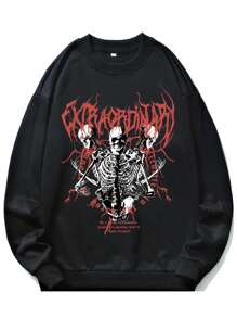 ROMWE MEN Áo nỉ Nam Lễ Các Thánh Lá thư Đường phố - màu đen - Xem 1